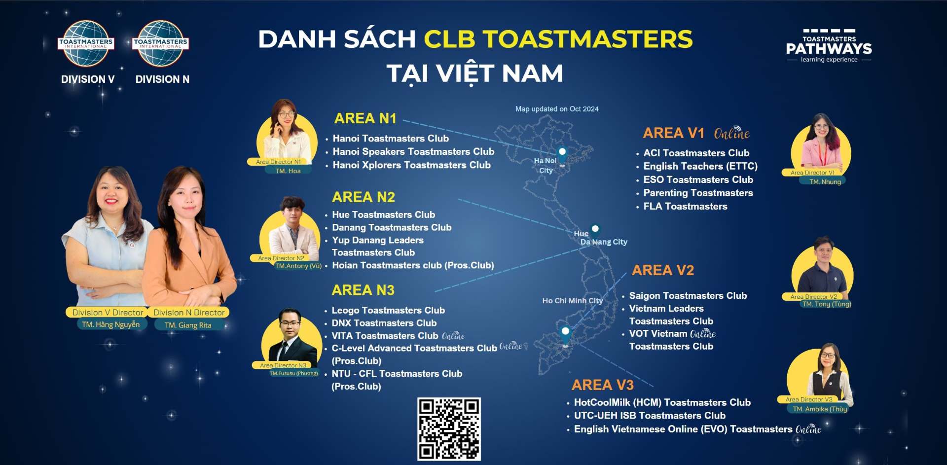 Map showing Toastmasters clubs in Vietnam